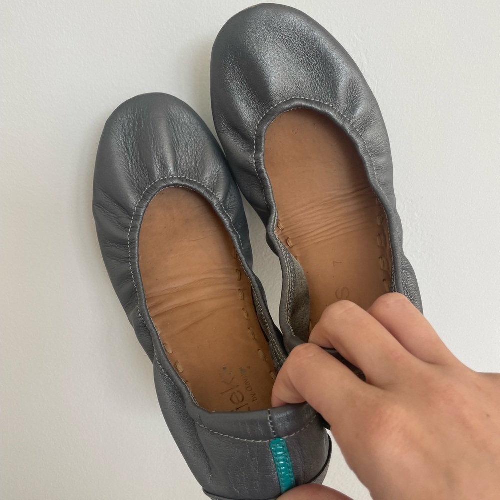 Tieks Silver Ballet Flats Size 7